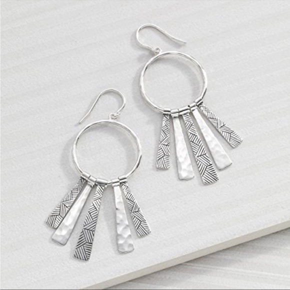 Silpada Vintage Sterling Silver “Nod To Mod" Textured Fringe Dangle Earrings - Picture 2 of 10